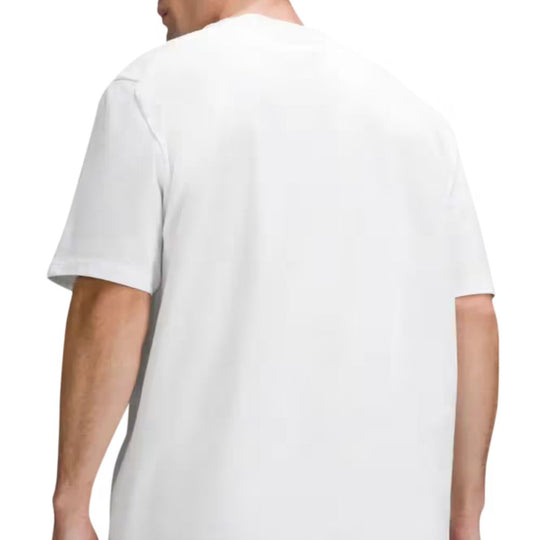 Rear close up view of a male model wearing LULULEMON Heavyweight Cotton Jersey T-Shirt