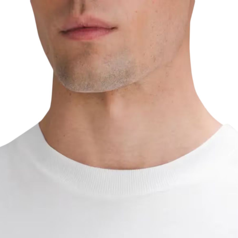 Close up view of neckline of a male model wearing LULULEMON Heavyweight Cotton Jersey T-Shirt