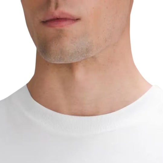 Close up view of neckline of a male model wearing LULULEMON Heavyweight Cotton Jersey T-Shirt