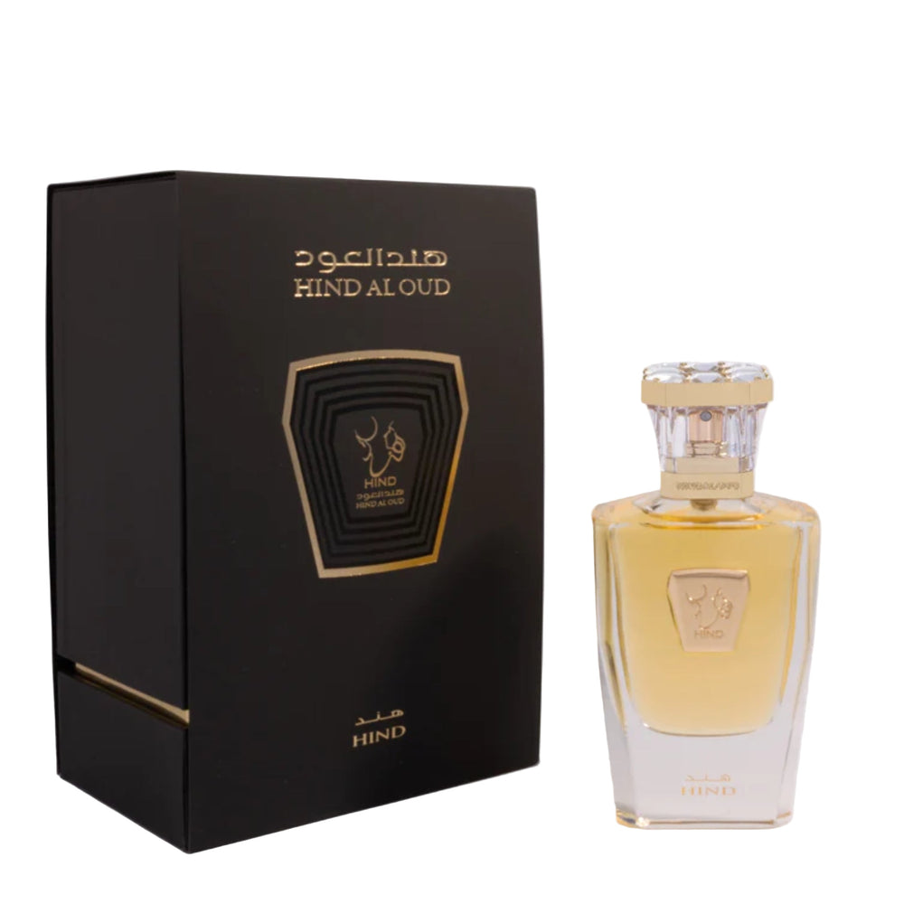 An EDP 50mL bottle of Hind Parfum  by Hind Al Oud along with its Pack