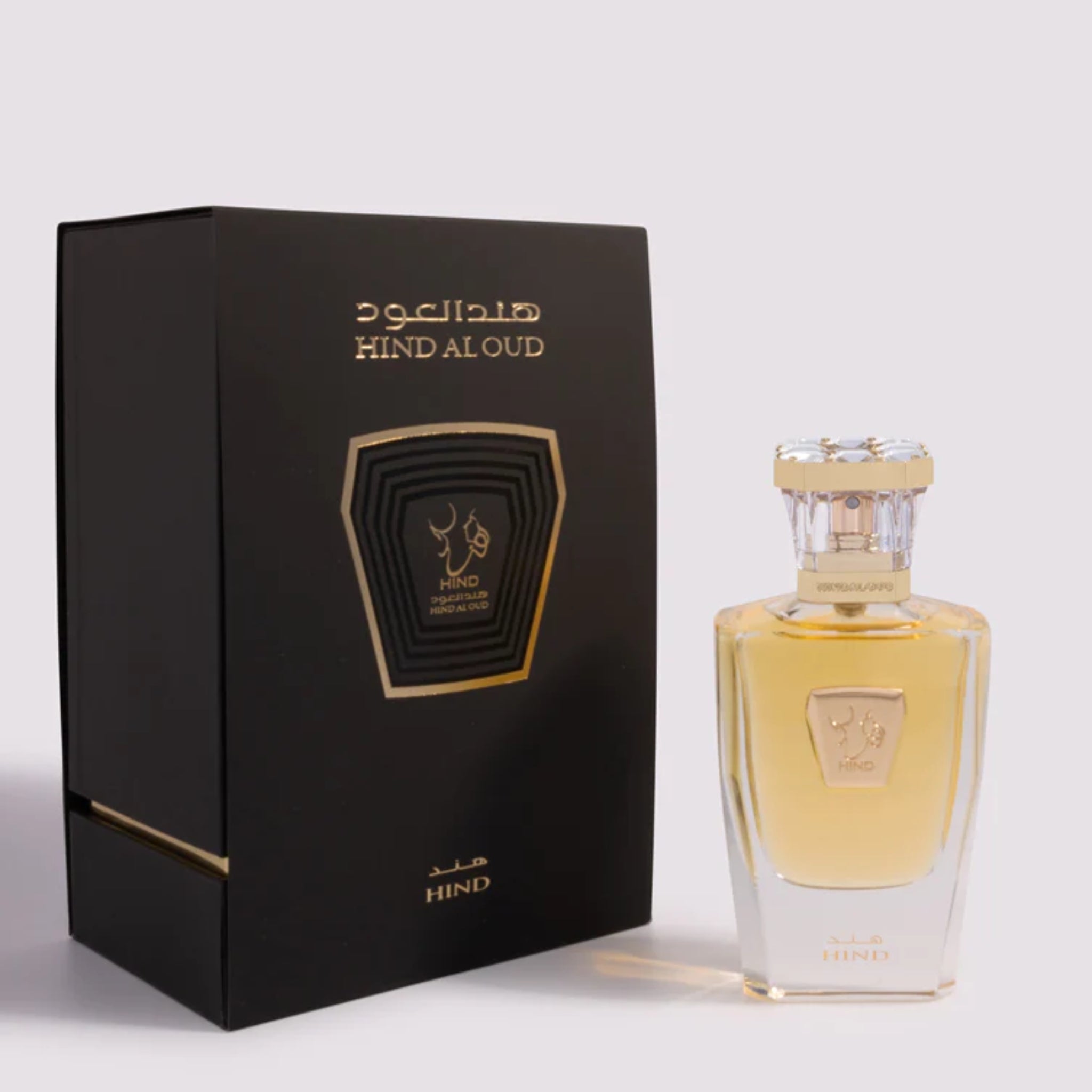 An EDP 50mL bottle of Hind Parfum  by Hind Al Oud along with its Pack