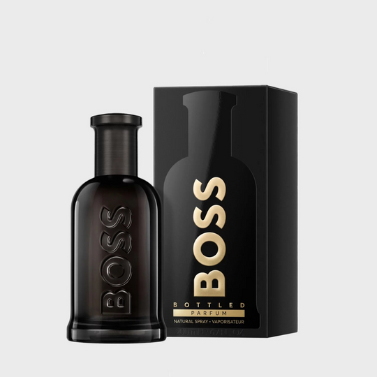 An EDP 200mL bottle of Bottled Parfum by Hugo Boss along with its Box