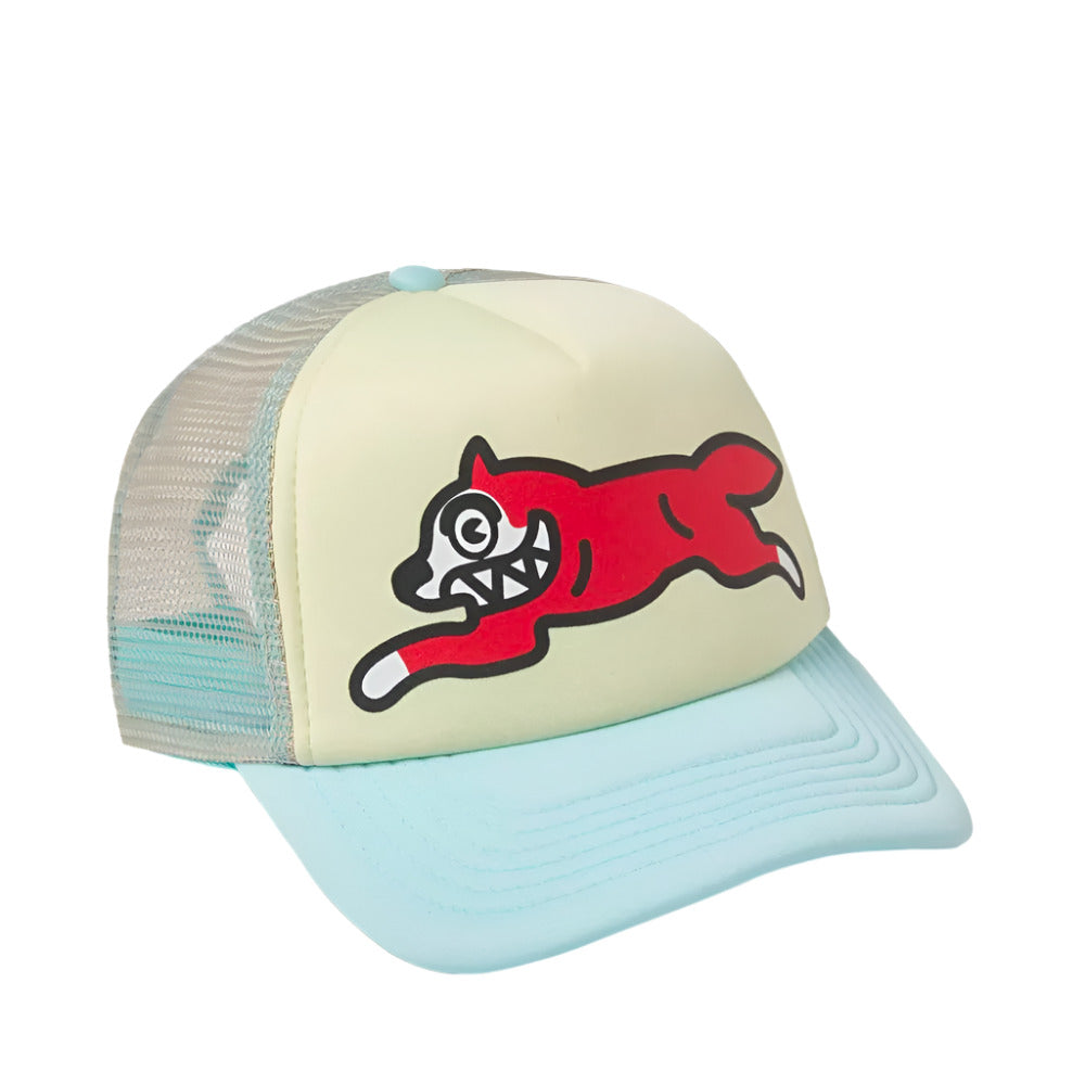 Ice Cream Running Dog Design Trucker Cap - Light Blue & Off White