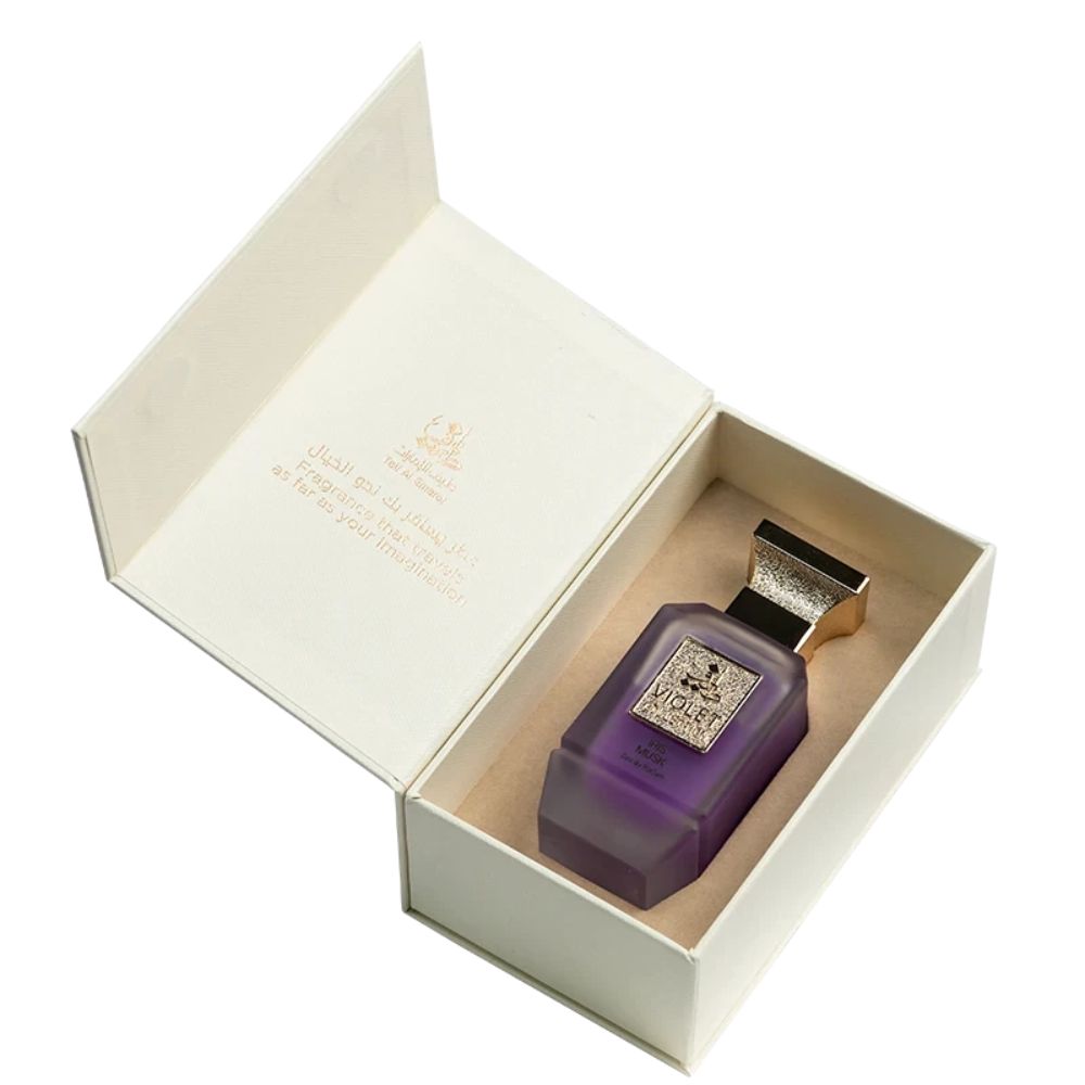 An EDP 75mL bottle of Iris Musk by Taif Al Emarat kept in its Box