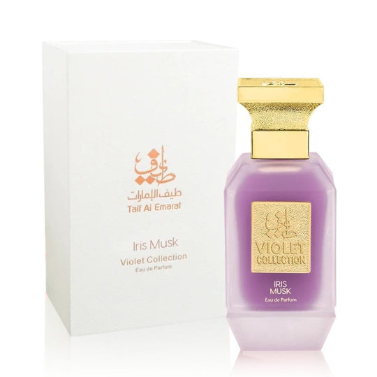 An EDP 75mL bottle of Iris Musk by Taif Al Emarat along with its Box