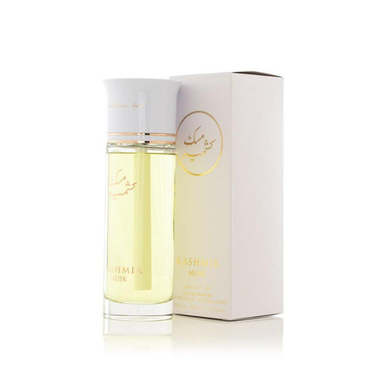An EDP 200mL bottle of Kashmir Musk perfume by Arabian Oud along with its Box
