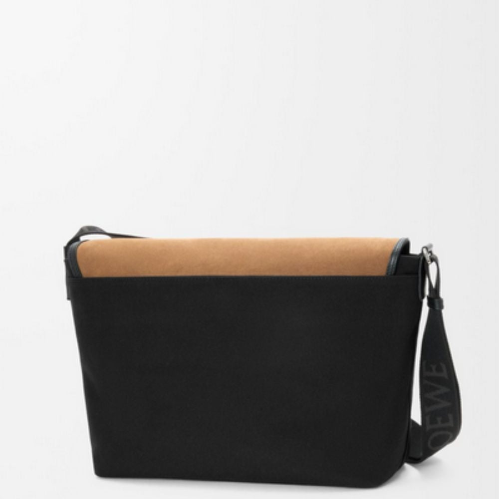 LOEWE Black/Dark Gold Medium Flex Messenger Bag in Canvas & Suede 