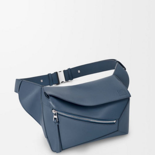 LOEWE Small Puzzle Bumbag in Classic Calfskin Indigo Dye