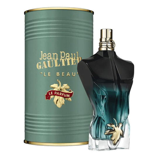 An EDP 125mL bottle of Le Beau Le Parfum by Jean Paul Gaultier along with its Box