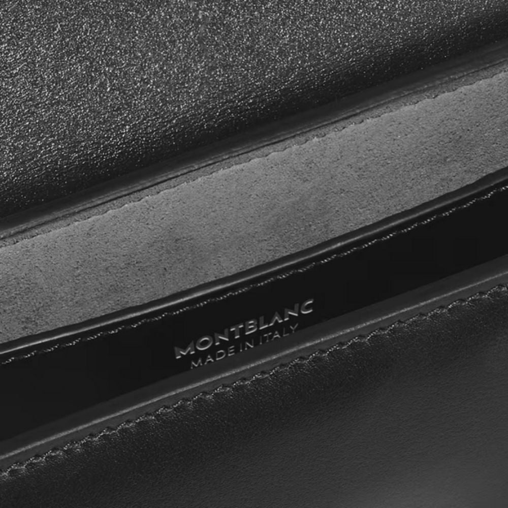 Close-up of Montblanc branding on Montblanc Meisterstück Small Messenger Bag with Integrated Pen Case