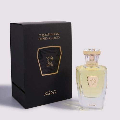 A 50mL Parfum bottle of Masaey Parfum by Hind Al Oud along with its Box