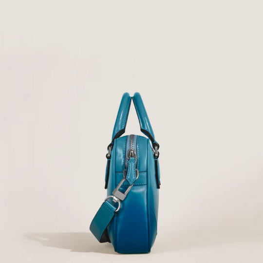 Side view of Montblanc Meisterstück Sfumato Blue Leather Mini Document Case