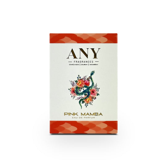 Parfum packaging of 'Pink Mamba' by ANY Fragrances on a white background