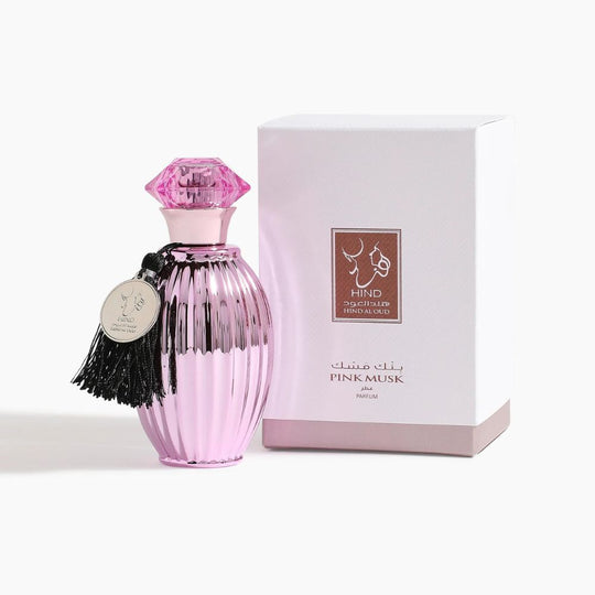 A 50mL Parfum bottle of Pink Musk by Hind Al Oud along with its Box