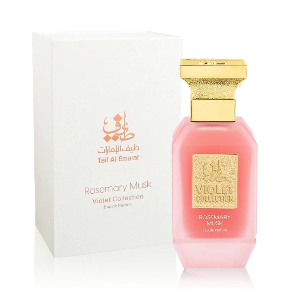 An EDP 75mL bottle of Rosemary Musk by Taif Al Emarat along with its Box