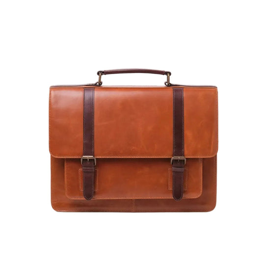 Ryoko Professional, Timeless, Full-Grain Satchel Bag With 15-Inch Laptop Compartment And Brass Hardware