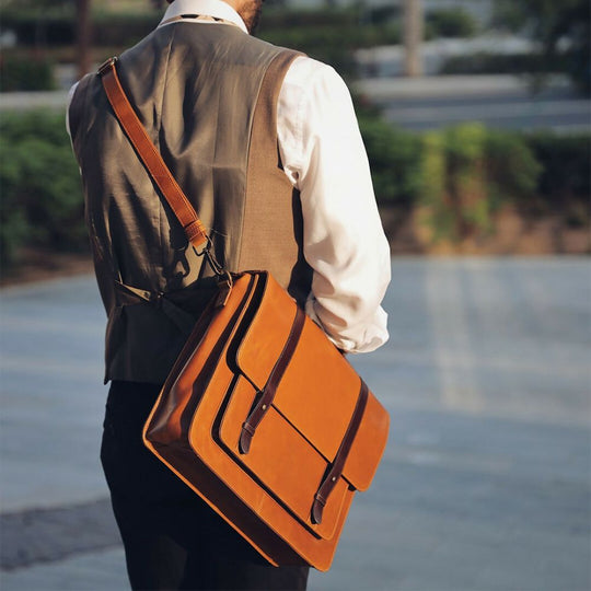 Ryoko Professional, Timeless, Full-Grain Satchel Bag With 15-Inch Laptop Compartment And Brass Hardware