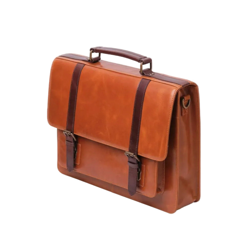 Ryoko Professional, Timeless, Full-Grain Satchel Bag With 15-Inch Laptop Compartment And Brass Hardware