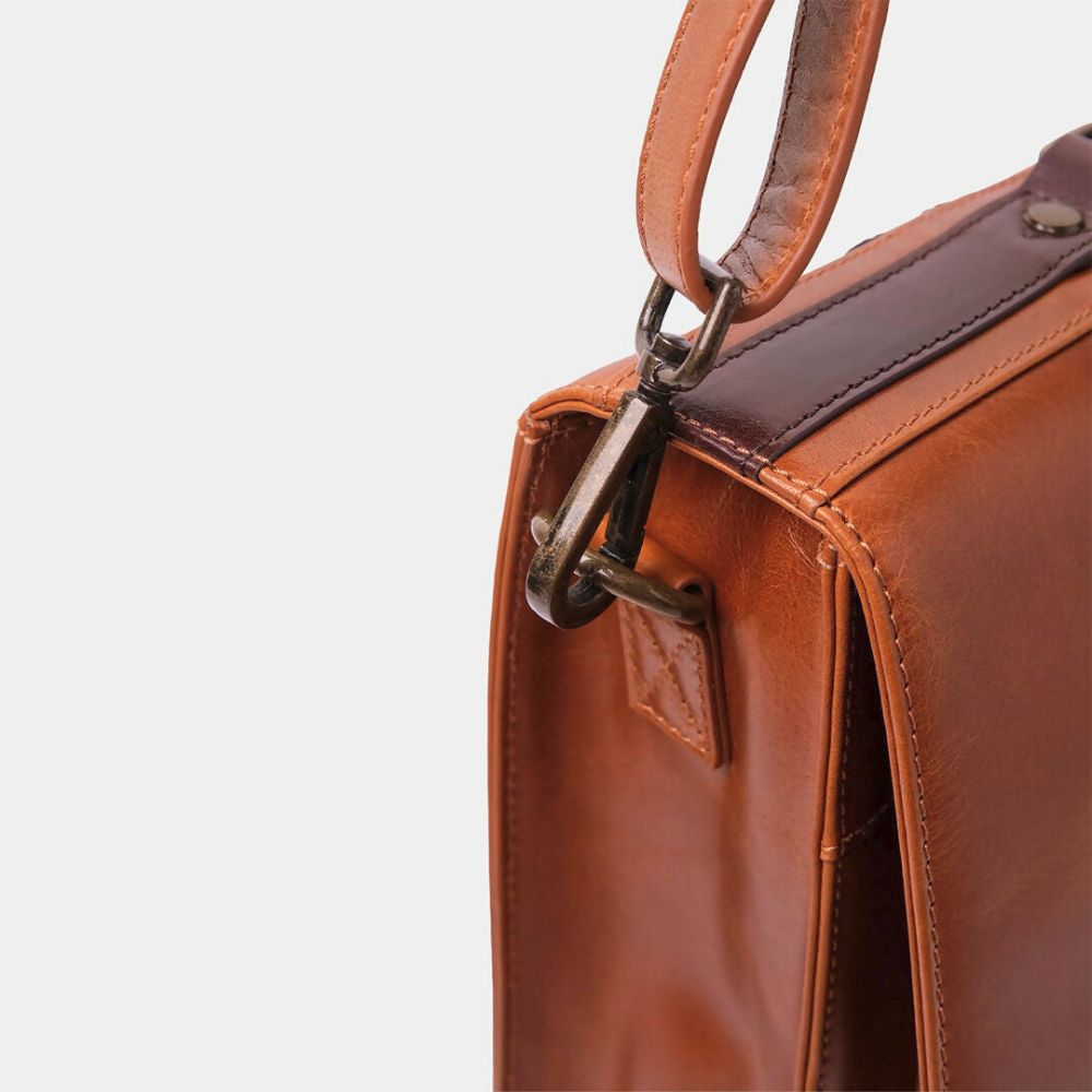 Ryoko Professional, Timeless, Full-Grain Satchel Bag With 15-Inch Laptop Compartment And Brass Hardware
