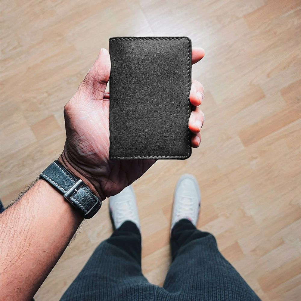 Ryoko Handcrafted, Secure, Oil Pull-Up Leather Card Wallet With RFID Protection And 2 Quick-Access Slots