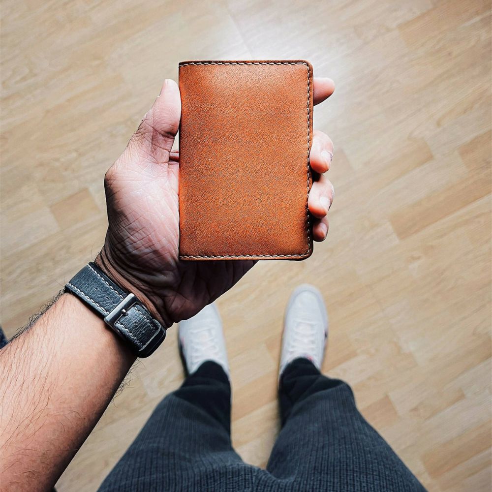 Ryoko Handcrafted, Secure, Oil Pull-Up Leather Card Wallet With RFID Protection And 2 Quick-Access Slots
