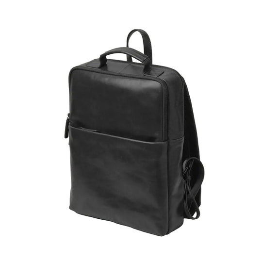 Black backpack on a white background