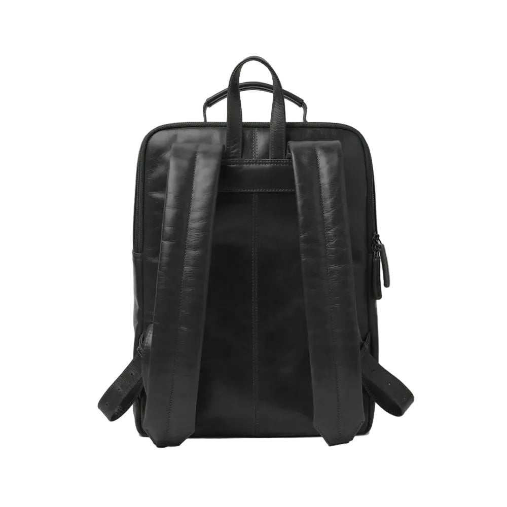 Black backpack on a white background