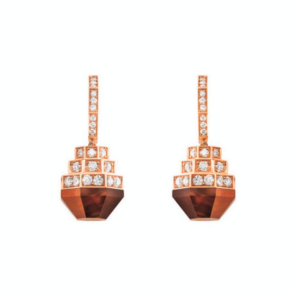 Samra Azm Yellow Gold Tiger Eye Earring