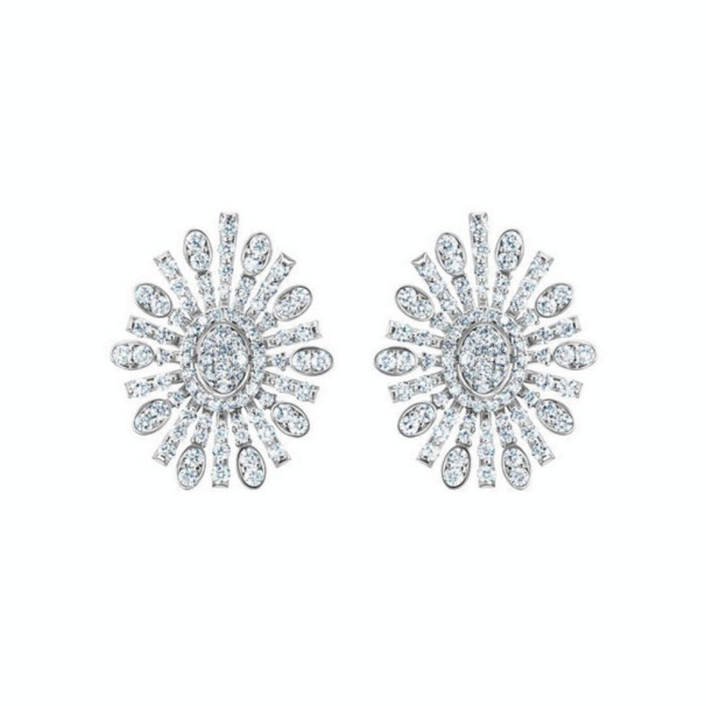 Samra Barq Oval White Gold Diamond Earring