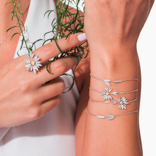 Model wearing Samra Love Me Love Me Not Small Bracelet