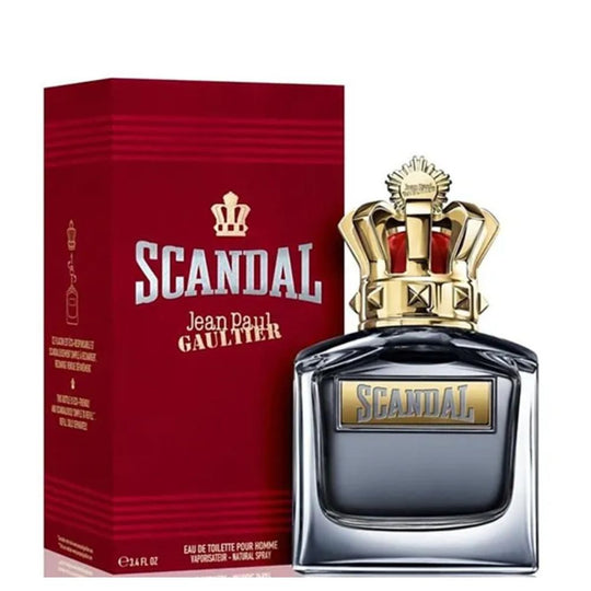 An EDT 100mL bottle of Scandal Pour Homme by Jean Paul Gaultier along with its Box