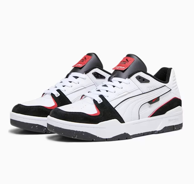 Puma Black and  White Leather Slipstream Basketball Sneakers