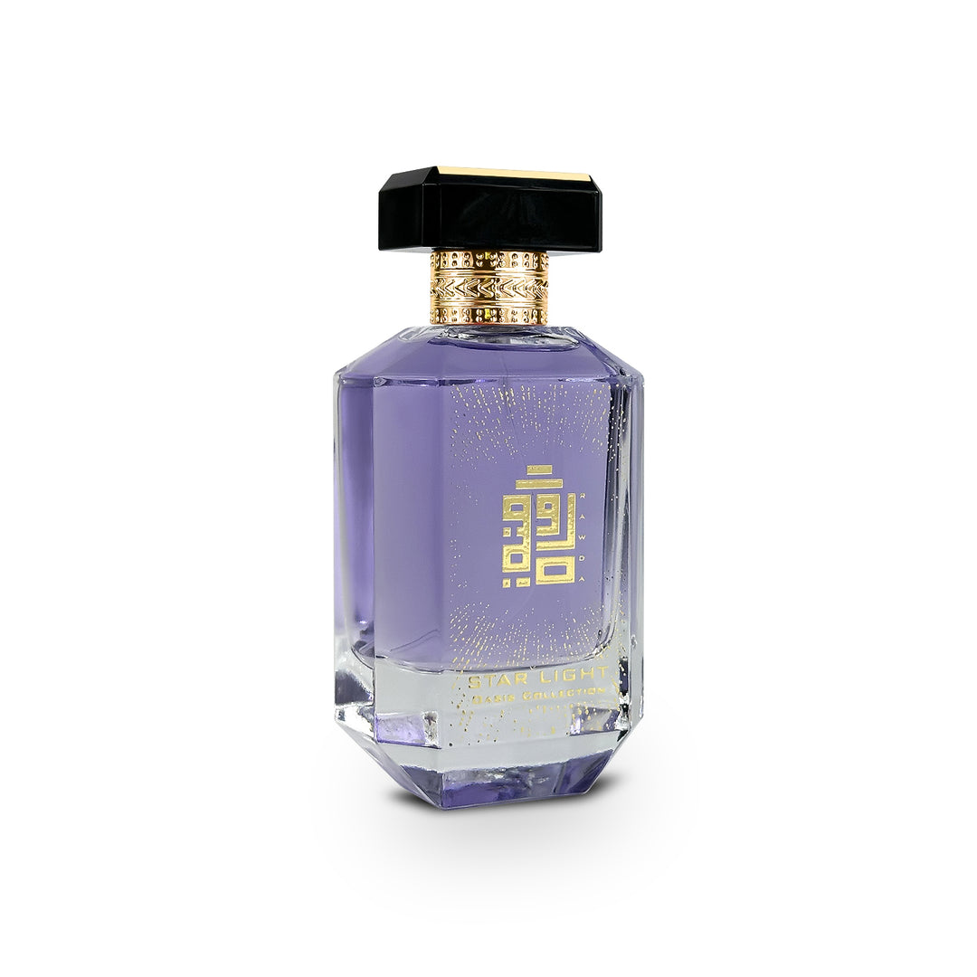 Tilted image of An EDP 100mL spray bottle of Starlight perfume by Rawda