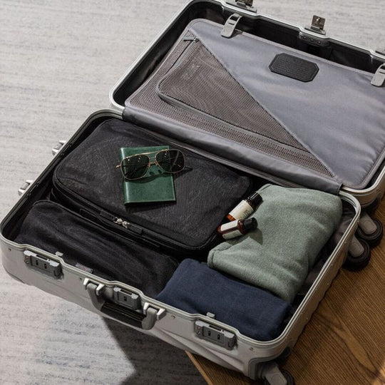 TUMI Iconic 19 Degree Silver Aluminum Packing Case : Model 98821-1776 Kept open
