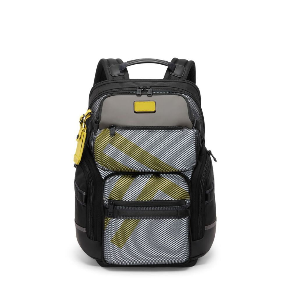 Backpack with gray and black design on a white background