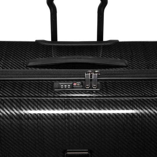 Close up of the combination Lock on TUMI Durable Alpha Worldwide Packing Case with Ballistic Nylon and Expandable Storage: Model Number 149295-1060