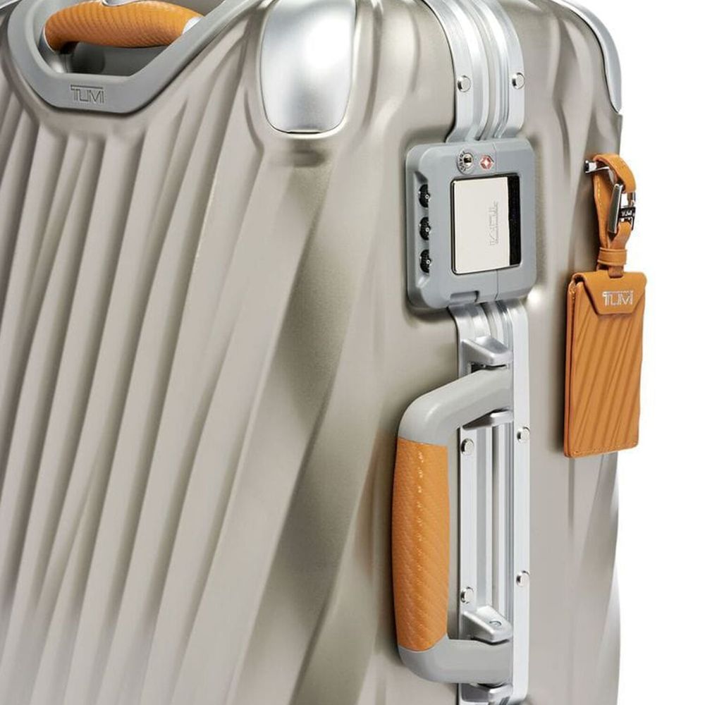 Close up of the lock and Handle of TUMI International Carry-On (Model 139680-1864)