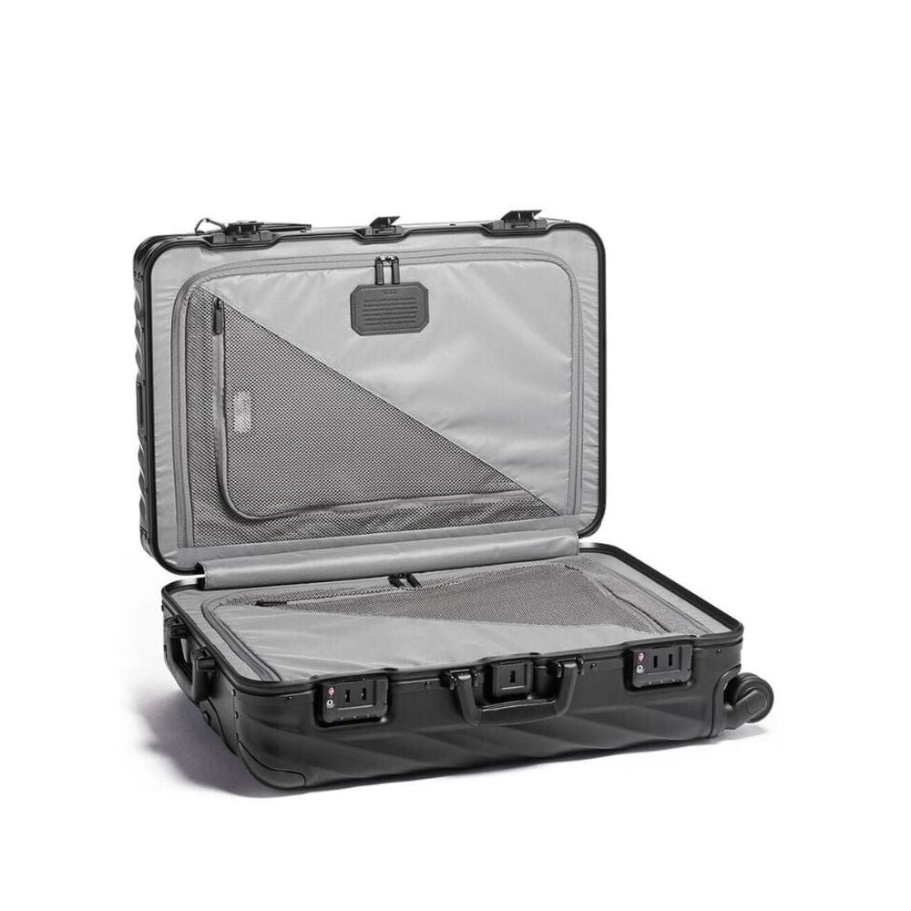 TUMI Iconic 19 Degree Black Aluminum Packing Case: Model 98821-1776 with its lid open