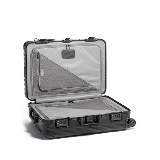 TUMI Iconic 19 Degree Black Aluminum Packing Case: Model 98821-1776 with its lid open