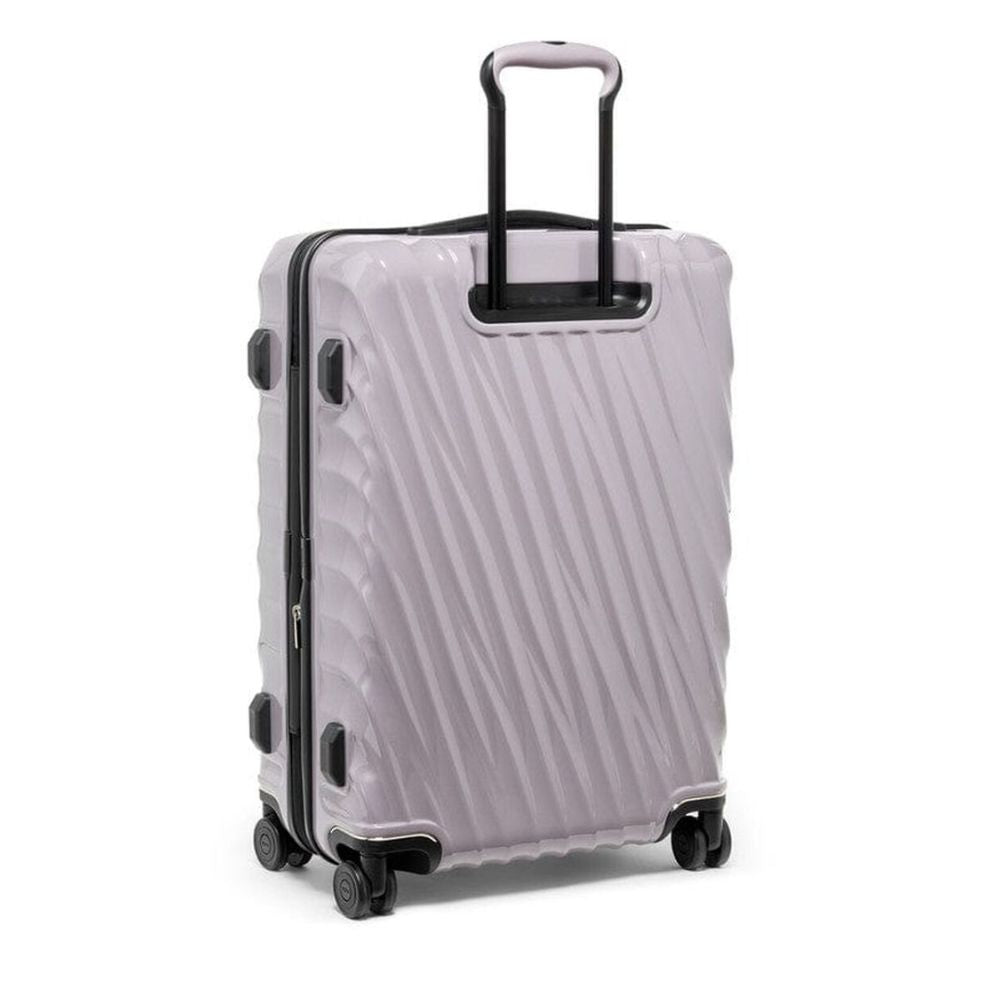 Lavender color TUMI 19 Degree Expandable Case 139685-1596 with a black handle on a white background