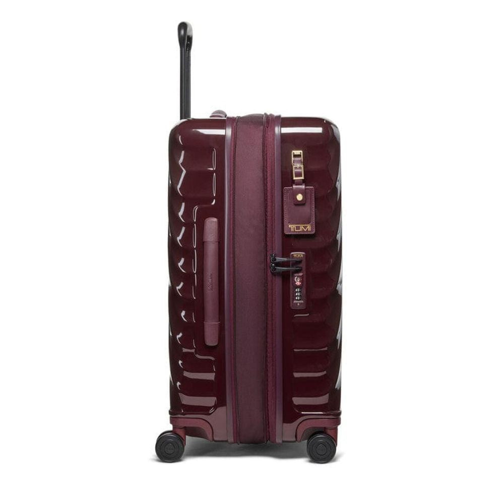 Wine color TUMI 19 Degree Expandable Case  with visible Tumi logo on a white background