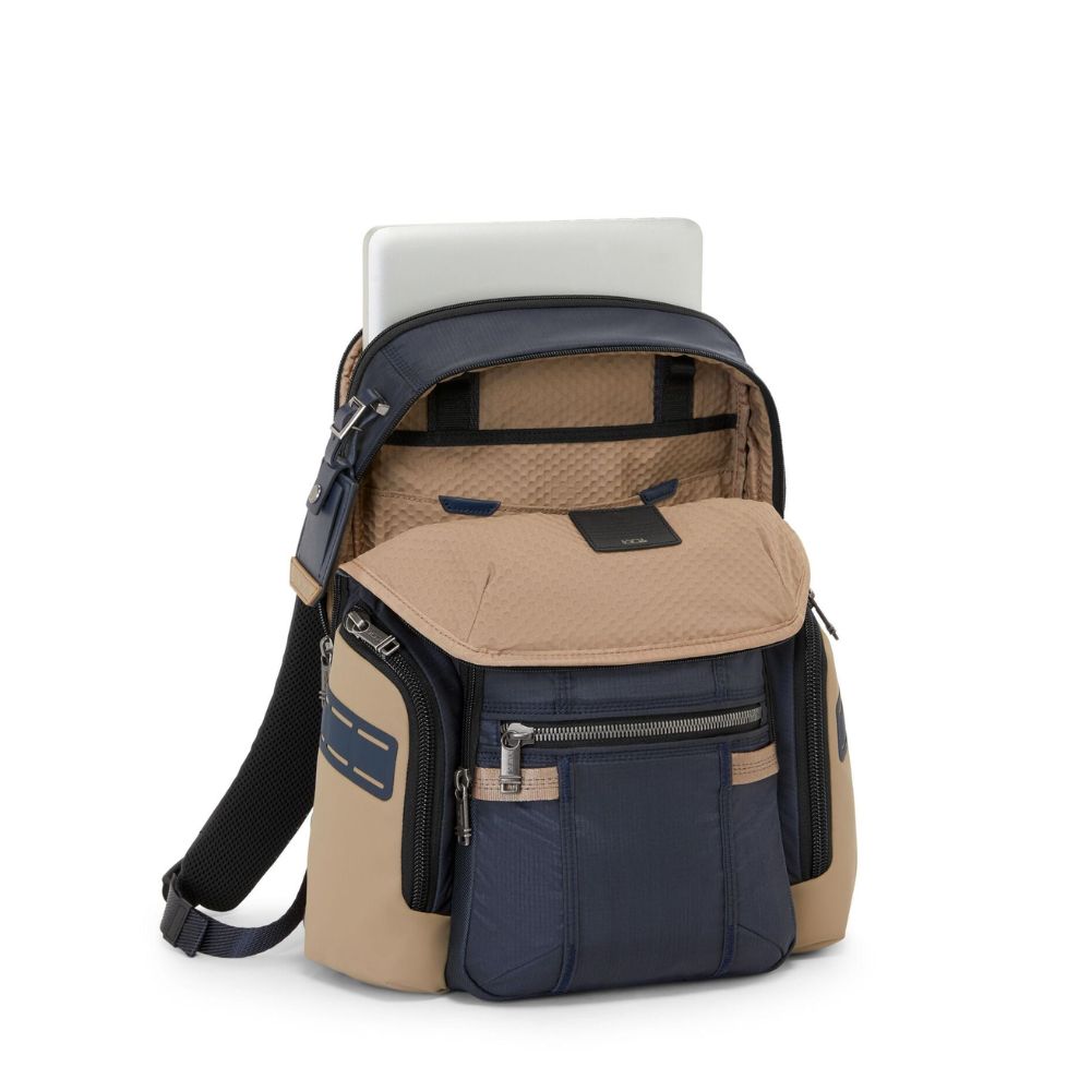 Two-tone backpack with a laptop compartment on a white background