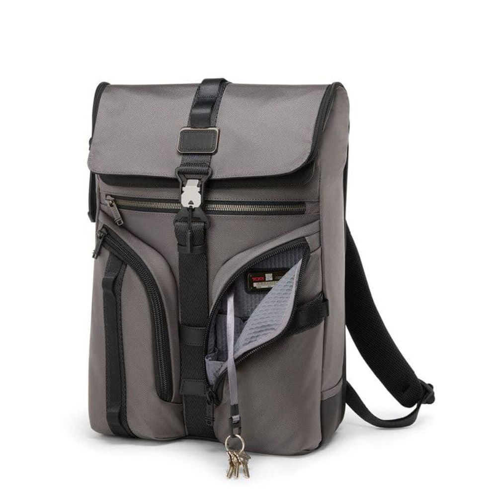 TUMI Alpha Bravo Surveillance Flap Backpack in Charcoal