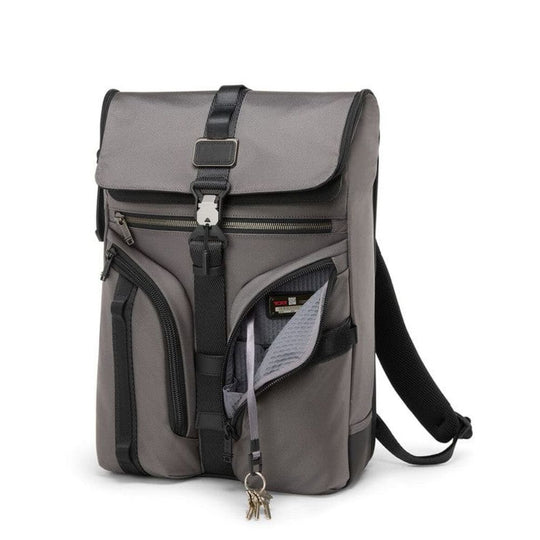 TUMI Alpha Bravo Surveillance Flap Backpack in Charcoal