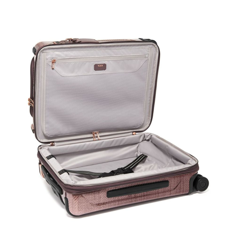 TUMI Tegra-Lite Front Pocket Carry-On (144796-T484) in Blush Color Variant Kept on ground with its Lid Open