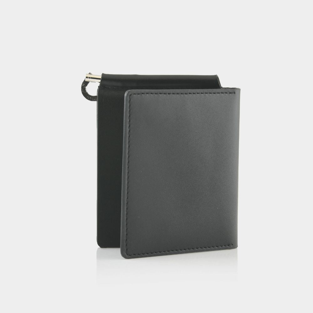 Black leather wallet on a white background