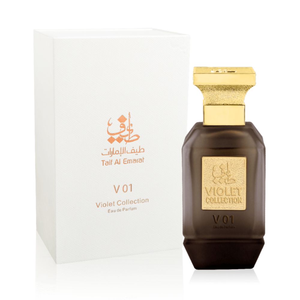 An EDP 75mL bottle of V01 by Taif Al Emarat along with its Box