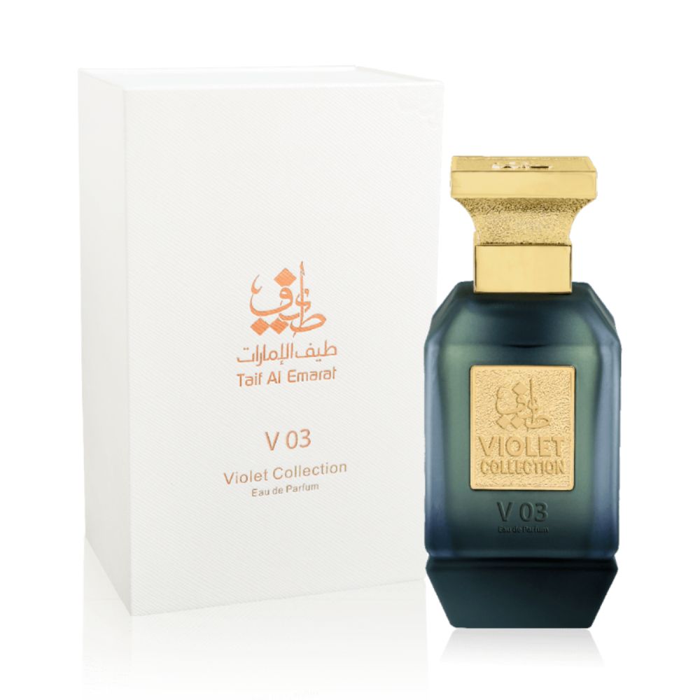 An EDP 75mL bottle of V03 Captain by Taif Al Emarat along with its Box