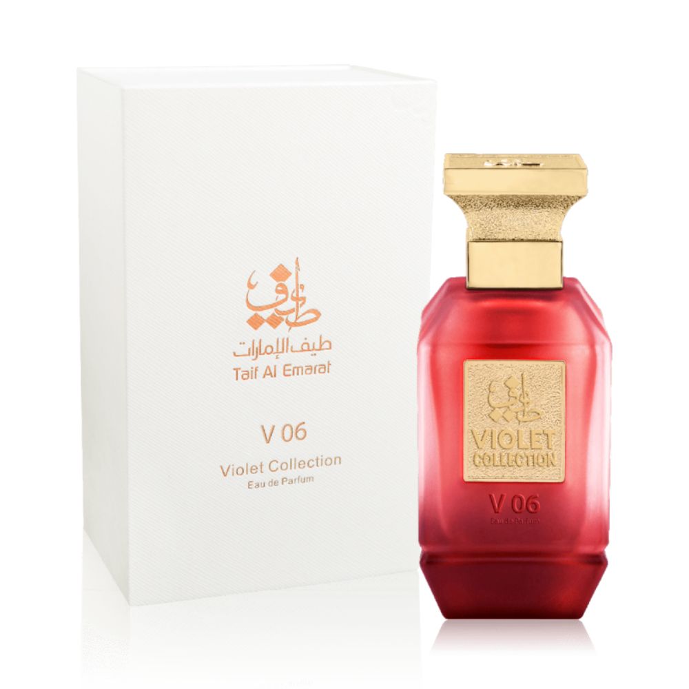 An EDP 75mL bottle of V06 perfume by Taif Al Emarat along with its Box