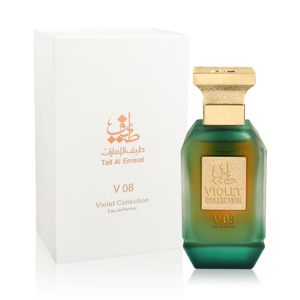 An EDP 75mL bottle of V08 by Taif Al Emarat along with its Box